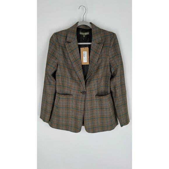 Princess Highway Toffee Plaid Courtney Blazer Womens AU 8 US 4 Check NWT - Picture 1 of 8